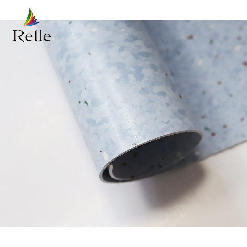 Relle Rolo de piso de vinil homogéneo antibacteriano de granito azul e branco com revestimento PUR
