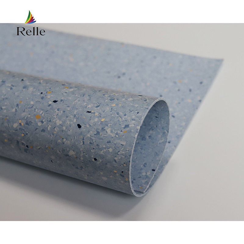 Relle Rolo de piso de vinil homogéneo antibacteriano de granito azul e branco com revestimento PUR