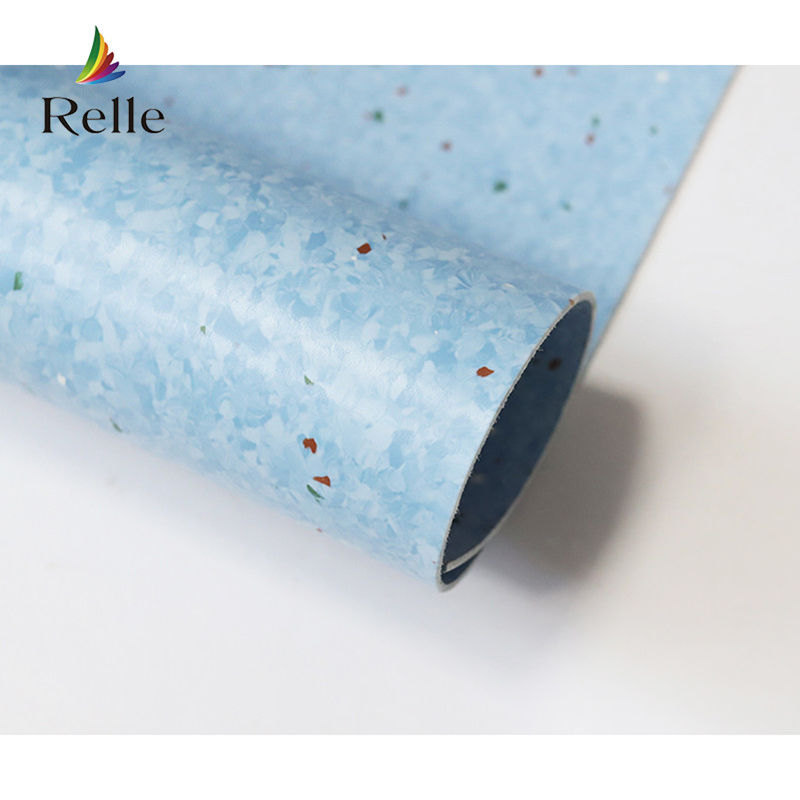 Relle Rolo de piso de vinil homogéneo antibacteriano de granito azul e branco com revestimento PUR