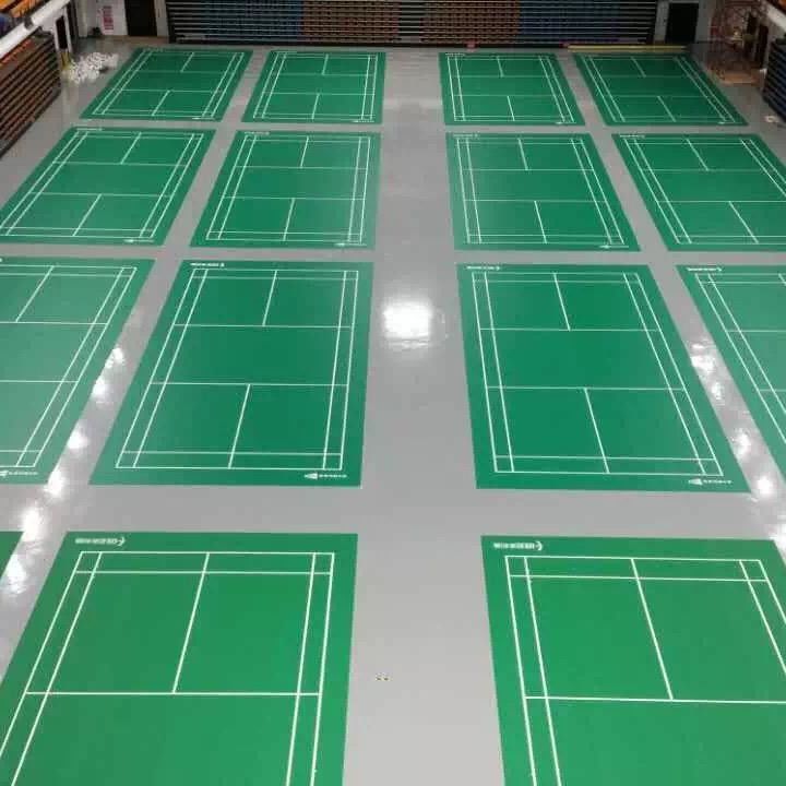 Piso antiderrapante de PVC de vinil para quadra de badminton com cola para baixo Instalação por Enlio