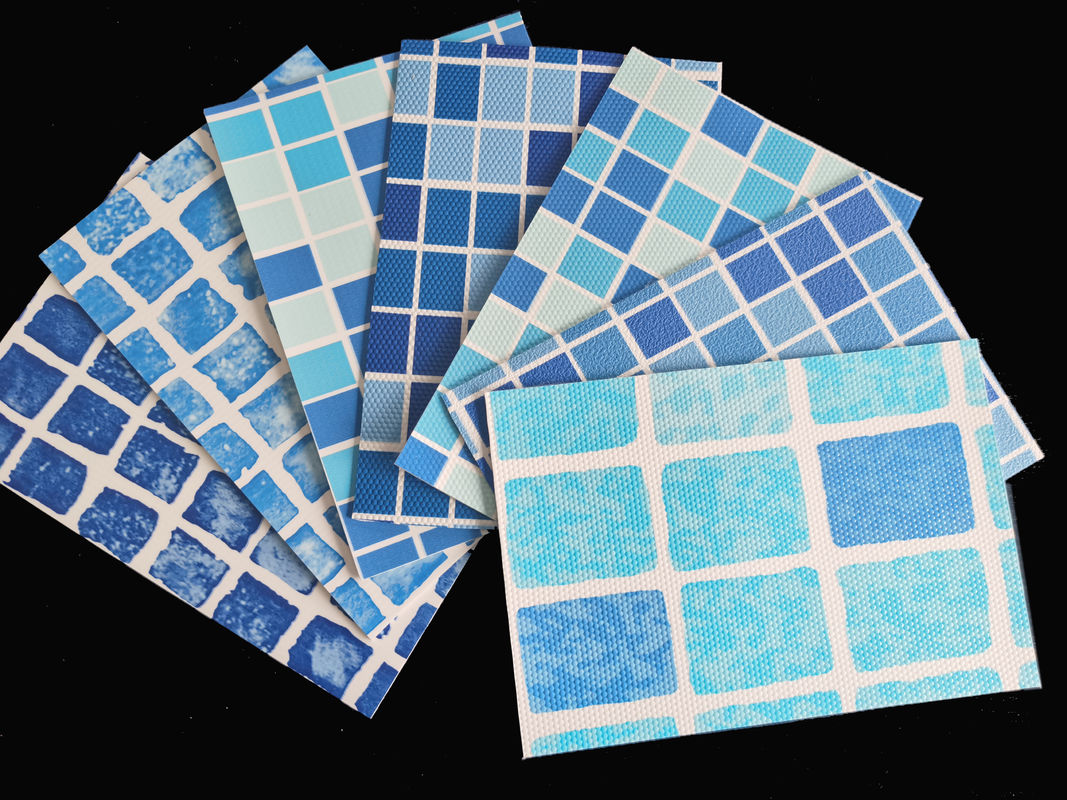 Revestimento de piscina de mosaico azul à prova d'água 1,2 mm 1,5 mm Revestimentos de vinil para piscinas em solo