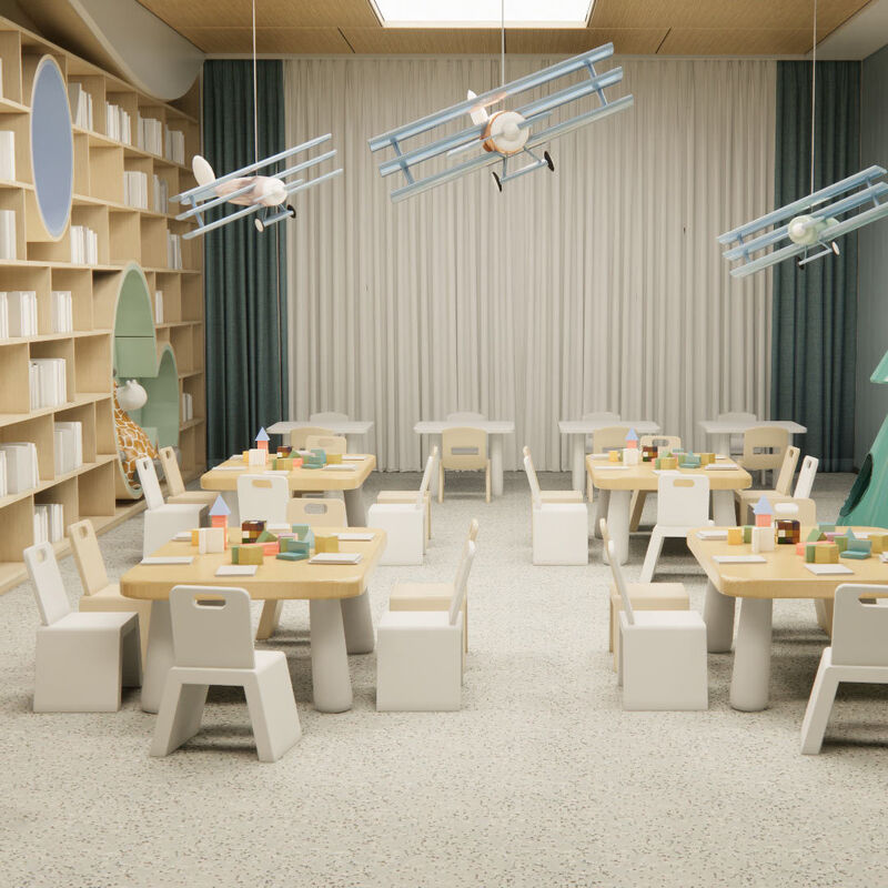 Relle Early Education Center R11 Anti-Slip Carborundum Flooring (Scratch Fall-Proof Preschool Version)