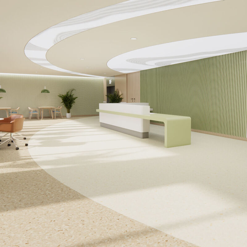 Piso de vinil homogêneo sem costura resistente a produtos químicos concebido para as necessidades domésticas de lares de idosos